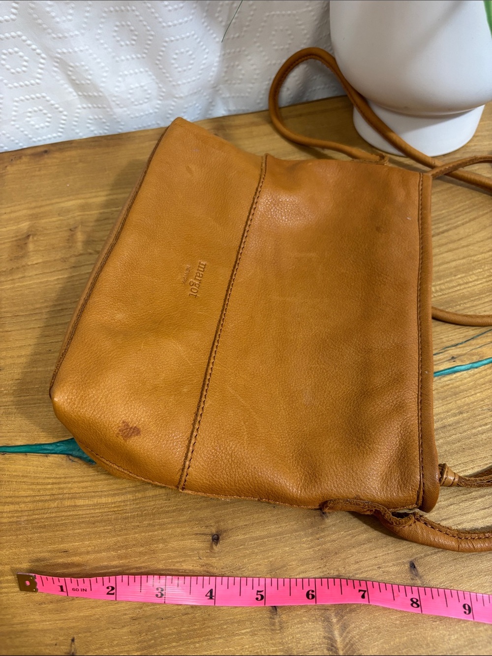 Margot New York Derby crossbody bag in soft leather cognac color - Picture 10 of 10